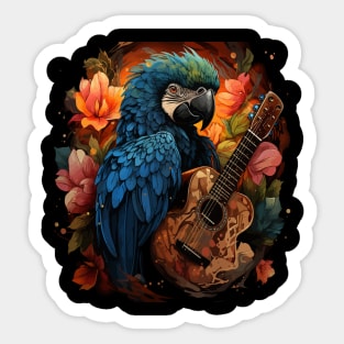 Macaw Playing Guitar Sticker